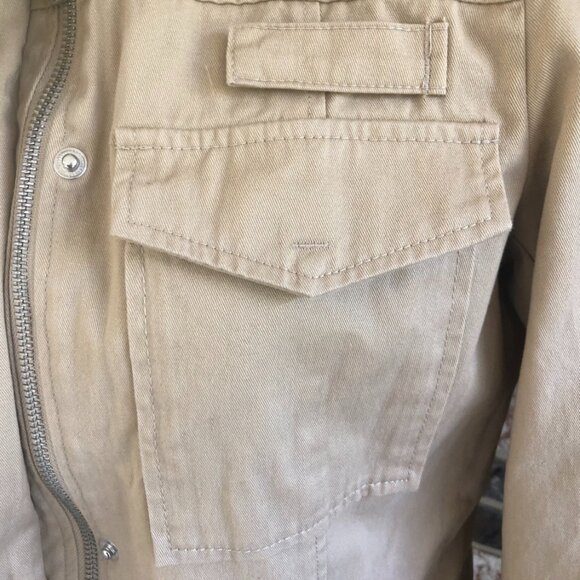 Sam Edelman Utility Jacket XS Beige Khaki Zip Front Pockets Military Style NWT - Picture 4 of 13